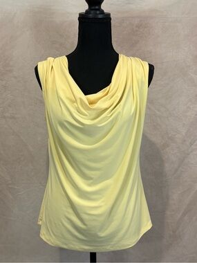 Roz & Ali Pale Yellow Draped Neck Sleeveless Camisole Top Size Medium